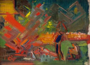 fogueira, c.1940 (óleo sobre tela) de Arnold Peter Weisz Kubincan