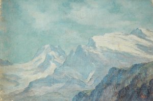 Paisagem montanhosa (óleo sobre tela não esticada)