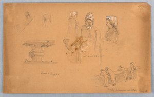 Esboços arquitetônicos e de figuras de Arnold William Brunner