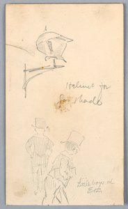 Esboço de capacete e homens em Eton de Arnold William Brunner