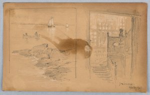Esboço de paisagem e escada de Arnold William Brunner