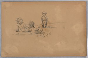 Esboço de três crianças de Arnold William Brunner