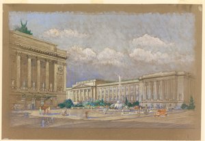 Estudo para o Proposed Music and Arts Center, Nova York, NY de Arnold William Brunner