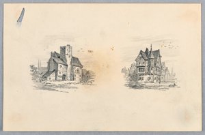 Dois esboços de casas de Arnold William Brunner