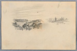 Duas vistas, paisagem e horizonte da cidade de Arnold William Brunner
