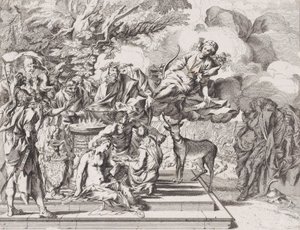 O sacrifício de Ifigênia, 1650-1700. de Arnold van Westerhout.
