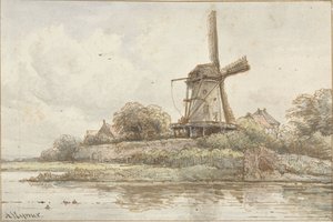 Moinho na muralha da cidade de Arnoldus Johannes Eymer