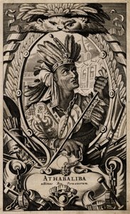 Retrato de Atahualpa, rei do Peru de Arnoldus Montanus