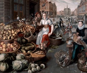 Mulher que vende fruta e legumes, c.1590 de Arnout de Muyser