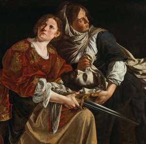 Judite com o Chefe de Holofernes e um servo. de Artemisia Gentileschi