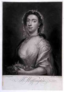 Sra. Woffington, gravada por James McArdell (c.1729-65) (gravura) de Arthur (after) Pond