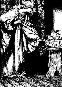 Morgan le Fay roubando a espada de Arthur