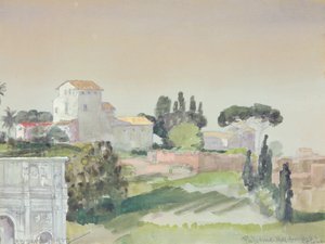 Monte Palatino do Coliseu, 1927 (wc no papel) de Arthur Bowen Davies