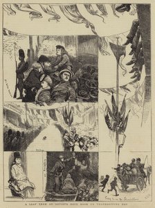 Uma folha de um livro de nota do artista no dia de ação de Graças