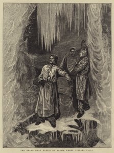 O grão-duque Alexis da Rússia sob as Cataratas do Niágara