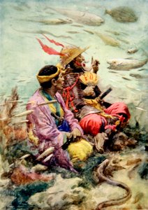 A Legend of Old Japan (lito colorido) de Arthur C. (after) Michael