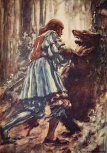 Certa vez, quando atacado por uma ursa, ele a sufocou com as próprias mãos, ilustração de 