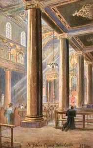 Igreja italiana de São Pedro, Hatton Garden, Londres (lito a cores) de Arthur Charles (after) Payne