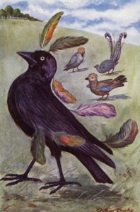 As Fábulas de Esopo: O vaidoso Jackdaw (cor litho)