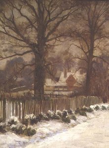 Olmos numa Pista de Neve (óleo sobre tela) de Arthur Claude Cooke