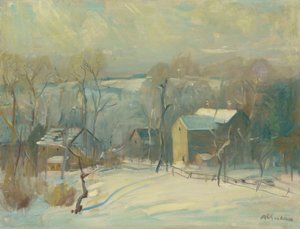 Aldeia na neve (óleo sobre tela)