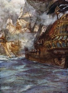 Avery, o pirata, levando os dois navios dinamarqueses armados