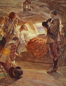 A morte do almirante Blake (1599-1657) ilustração de Drakes Drum e outras canções do mar por Henry Newbolt (1862-1938)