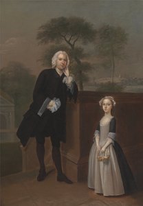 Um homem desconhecido com a sua filha de Arthur Devis