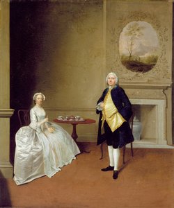 Sr. e Sra. Hill, c.1750-51 (óleo sobre tela) de Arthur Devis