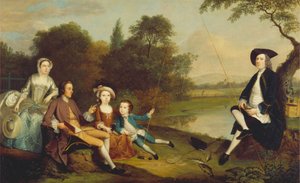 Retrato de uma Família, Tradicionalmente conhecida como a Família Swaine de Fencroft, Cambridgeshire de Arthur Devis