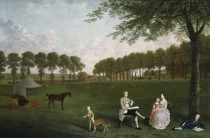 Sir John Shaw e sua família no parque em Eltham Lodge, Kent, 1761