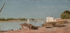 Vista do Nilo, perto do Cairo (óleo sobre painel) de Arthur Ditchfield