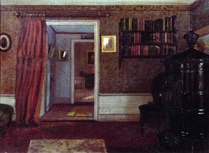 O fogão Parlour, c.1900 (óleo a bordo) de Arthur F. Davies
