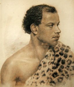 Retrato de um africano (gizes coloridos sobre papel) de Arthur George Walker