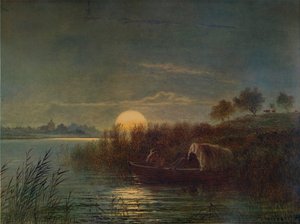 Cena do rio ao luar, com barco, 1879, 1935