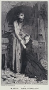 Cristo e a Madalena (gravura) de Arthur Hacker