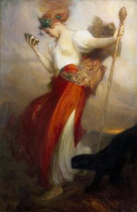 Pintura "A Bacante" de Arthur Hacker (1858-1919) 1913