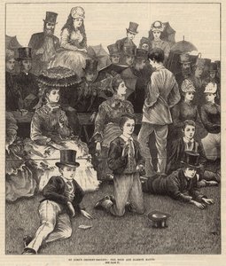 No campo de críquete do Senhor, o Eton e o Harrow combinam (gravura) de Arthur Hopkins