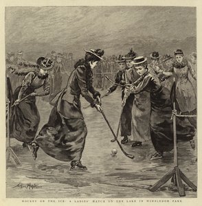 Hockey on the Ice, um jogo de damas no lago em Wimbledon Park de Arthur Hopkins