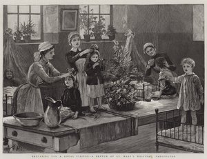 Preparando-se para um visitante real, um esboço no Hospital de St Mary, Paddington de Arthur Hopkins