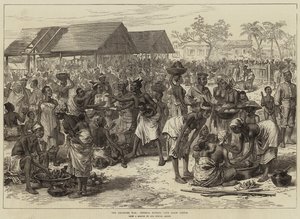 A Guerra de Ashantee, Mercado Geral, Castelo de Cape Coast de Arthur Hopkins