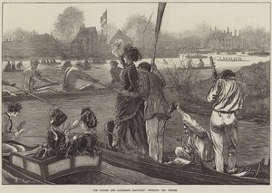 A corrida de barcos de Oxford e Cambridge, aplaudindo os vencedores de Arthur Hopkins