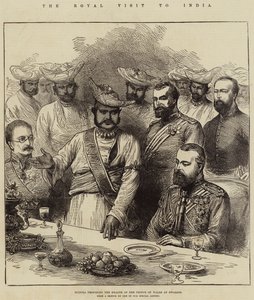 A visita real à Índia, Scindia, propondo a saúde do Príncipe de Gales em Gwalior de Arthur Hopkins