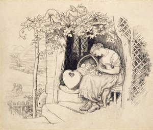 Perto do Berço, 1873 de Arthur Hughes