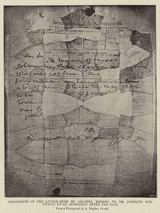 Fragmentos da carta enviada pelo coronel Rhodes ao dr. Jameson e recolhidos em Doornkop após o raid de Arthur Hughes