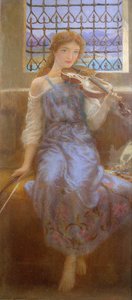 Menina com violino de Arthur Hughes