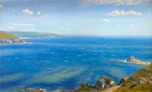 Estude para Hannafore, West Looe (óleo a bordo) de Arthur Hughes