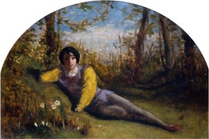 O Jovem Poeta - Estudo do Óleo, 1849. de Arthur Hughes
