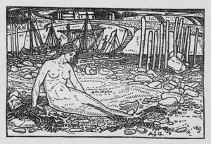 Hans Christian Andersen: A Pequena Sereia (litho) de Arthur Joseph Gaskin