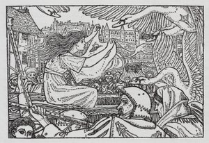 Hans Christian Andersen: Os Cisnes Selvagens (litho) de Arthur Joseph Gaskin